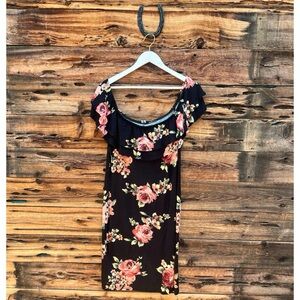 UNBRANDED | Black Floral Off Shoulder Dress 2X